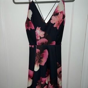 January 7 Black and Pink Floral Dress
